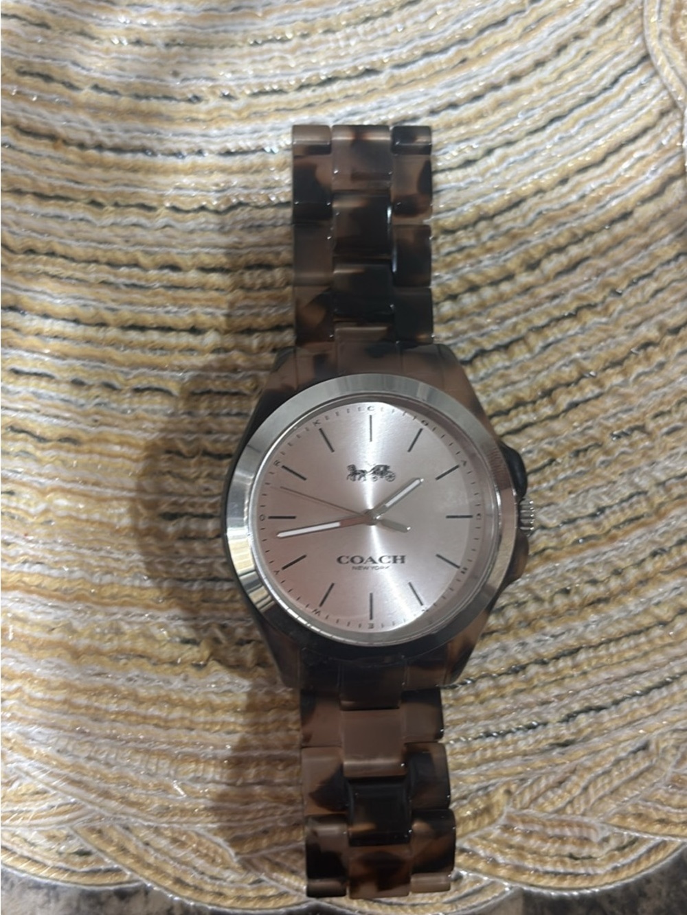 Coach Tortoiseshell Resin Bracelet Watch with Silver Dial